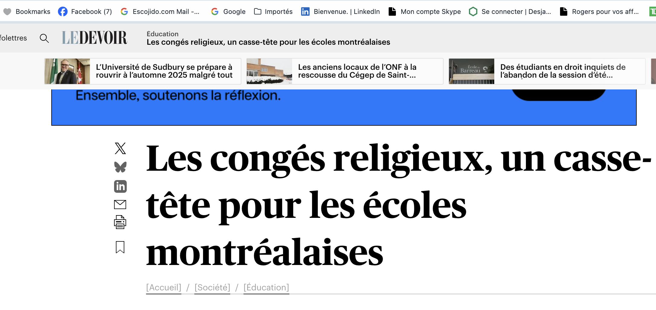 Dans Le Devoir, le casse-tête des fêtes religieuses