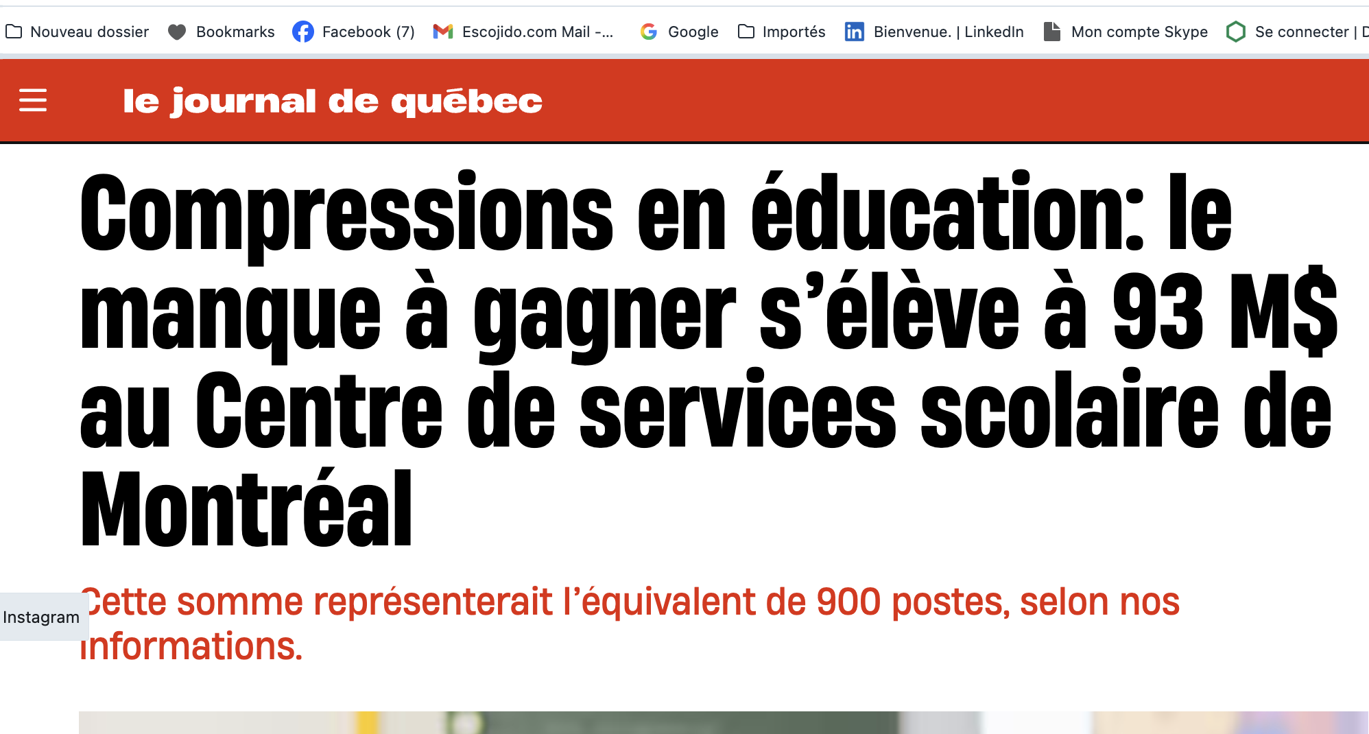 Coupures en éducation 900 postes visés au CSSDM