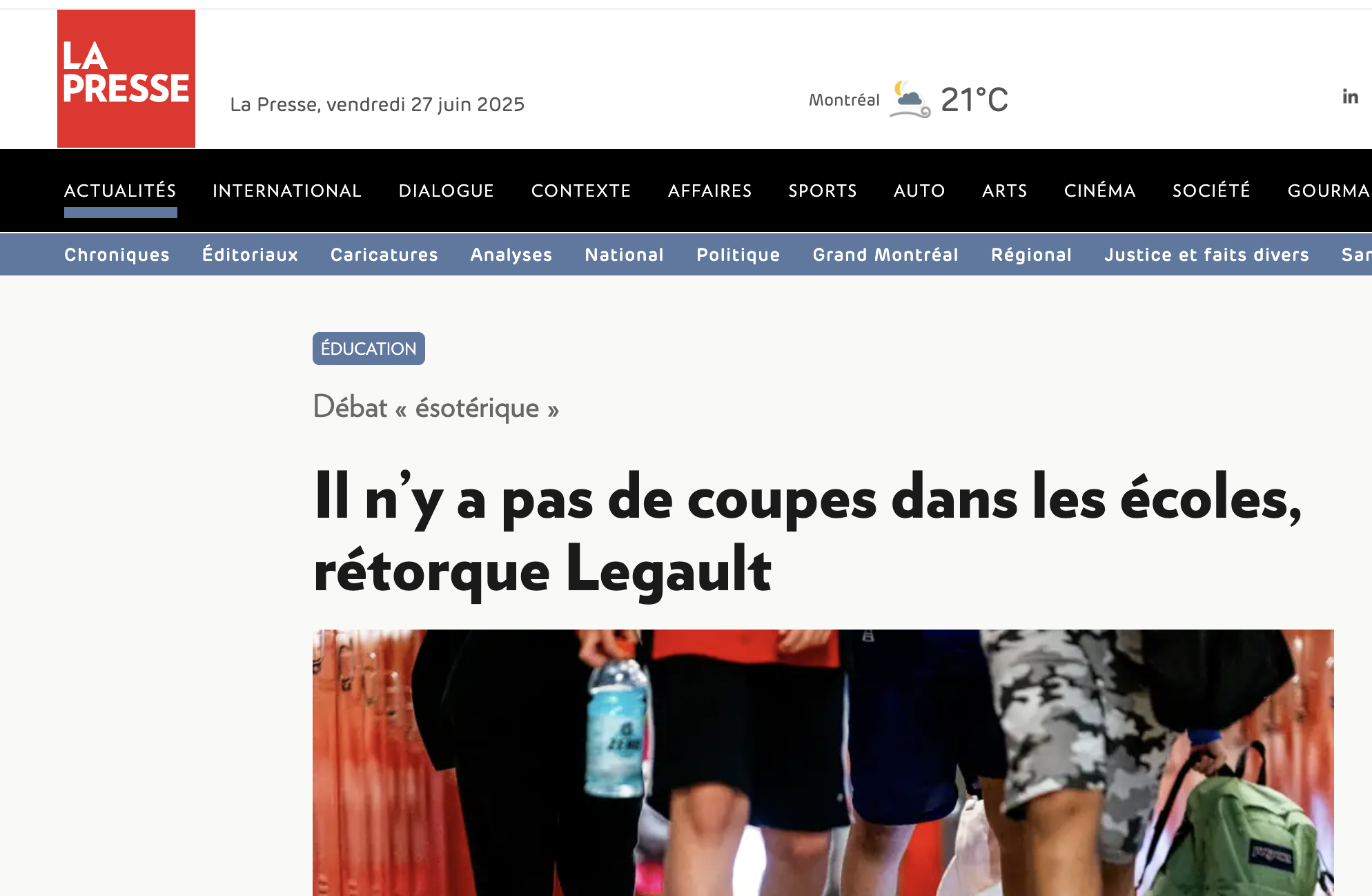 Coupes en éducation débat ésothérique selon Legault
