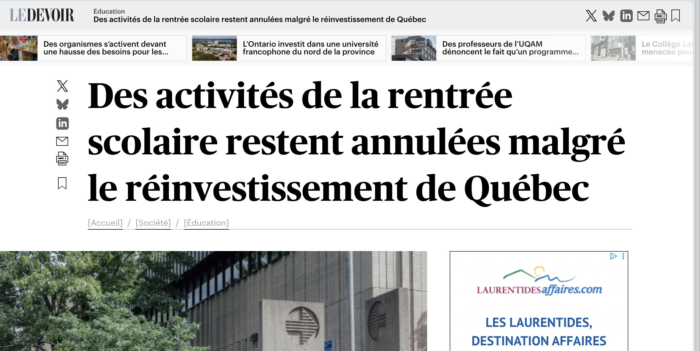Des activités de la rentrée annulées
