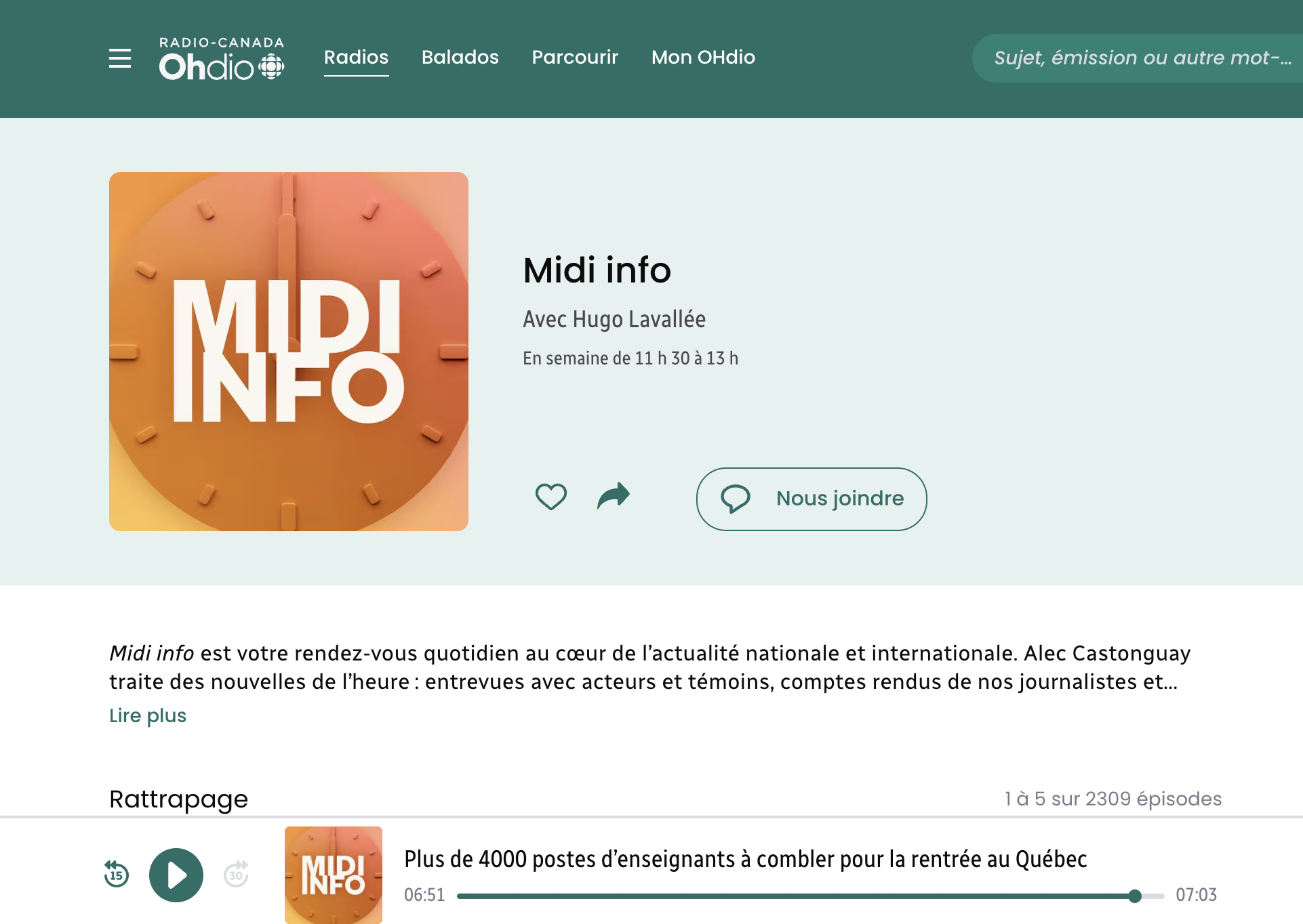 Entrevue au Midi-Info sur les 4000 postes à combler d'ici la rentrée