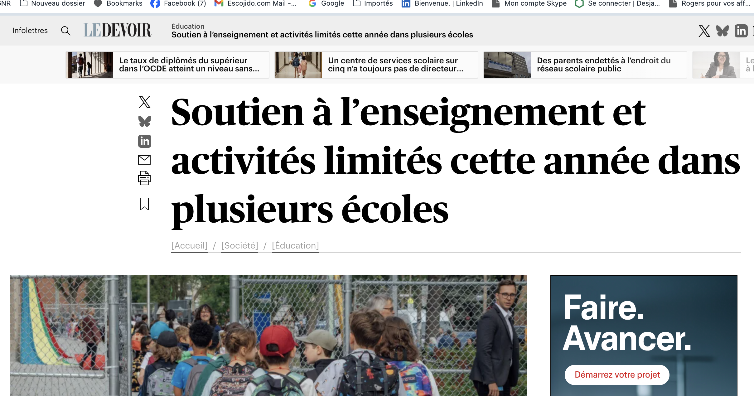 Activités et soutien écopent dans les écoles