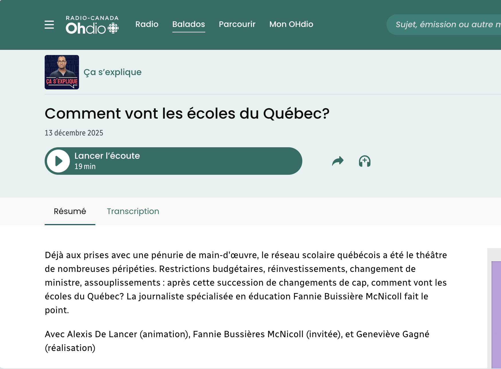 Balado bilan de l'année en éducation