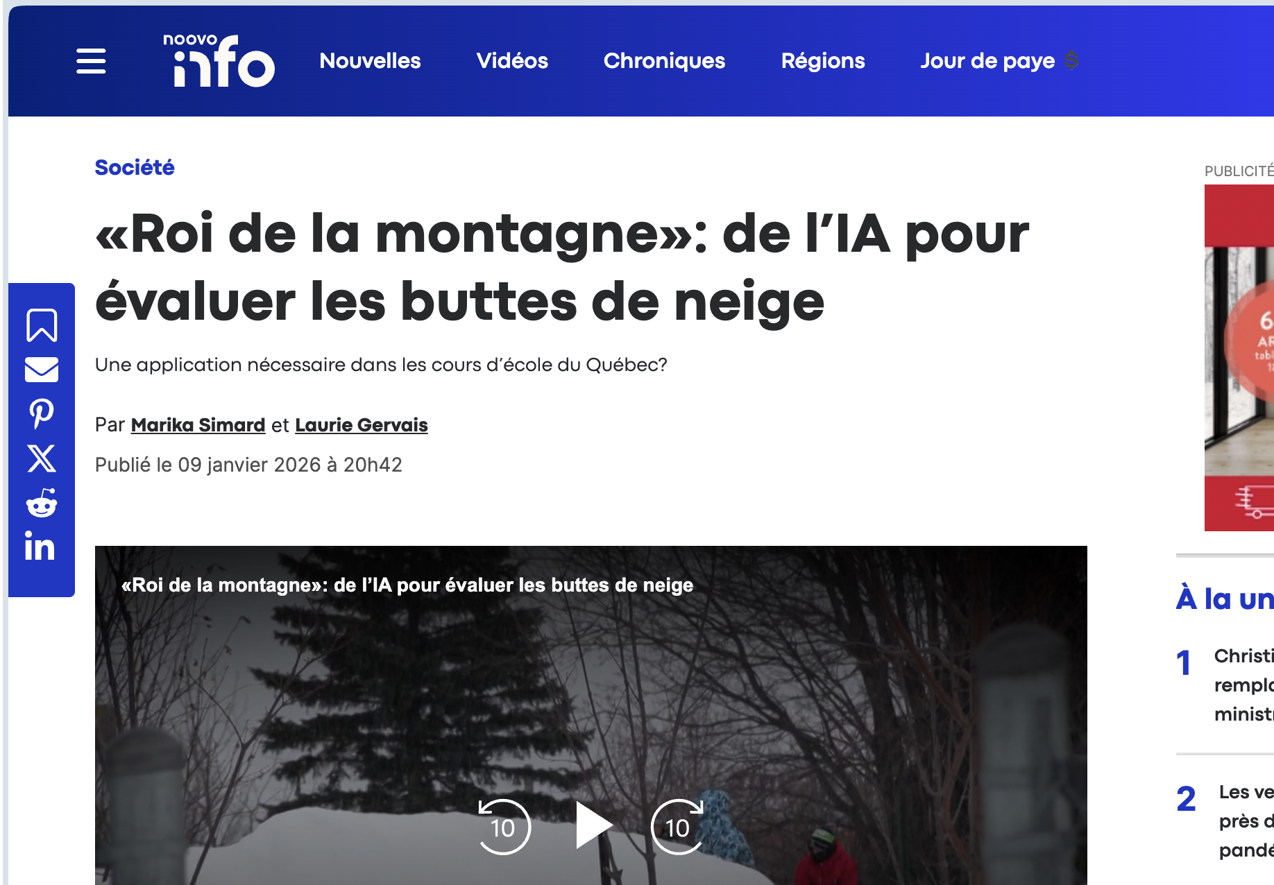 Roi de la montagne : de l'IA pour évaluer les buttes de neige
