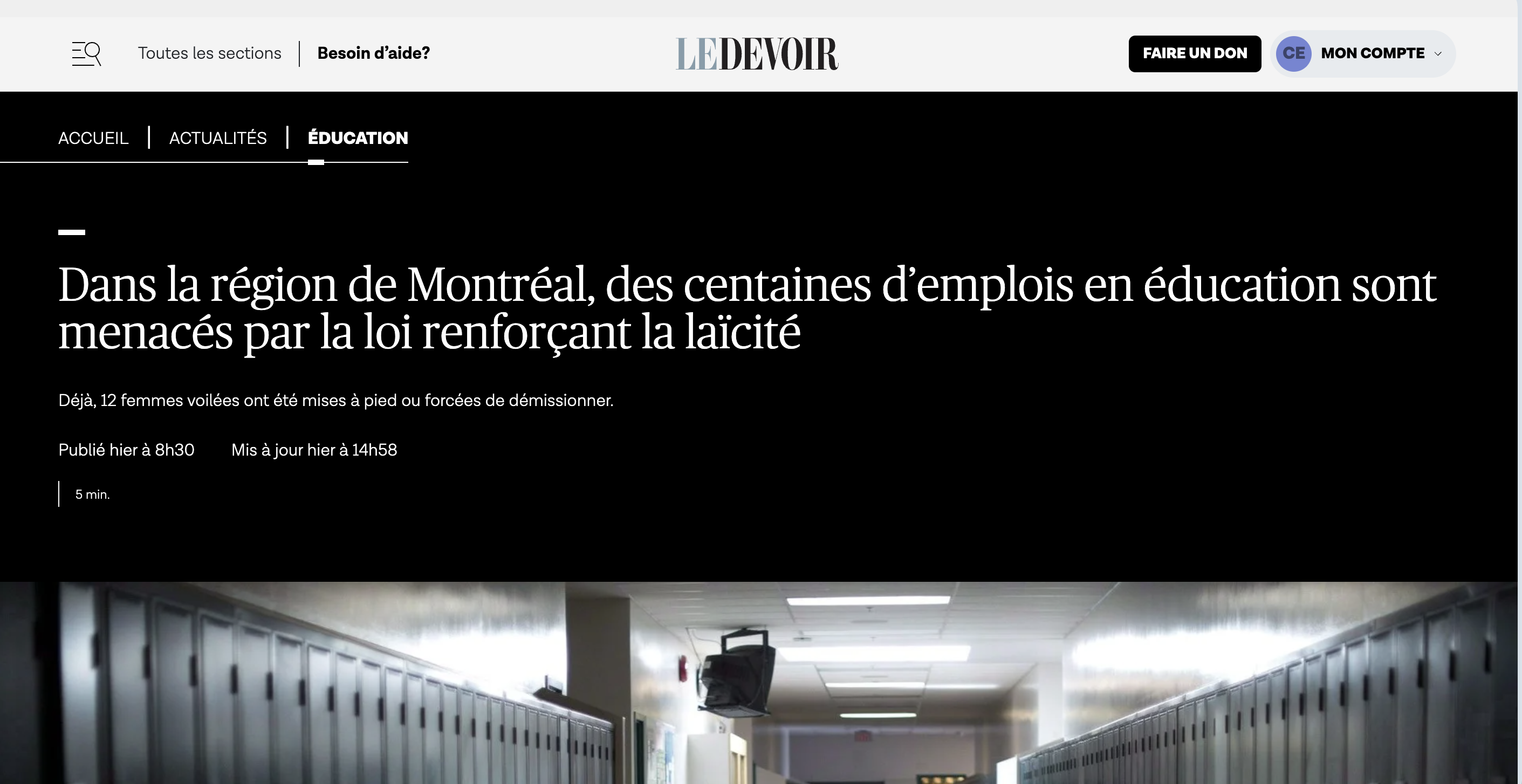 Dans la région de Montréal des centaines d'emplois en éducation menacés par la loi renforçant la laïcité