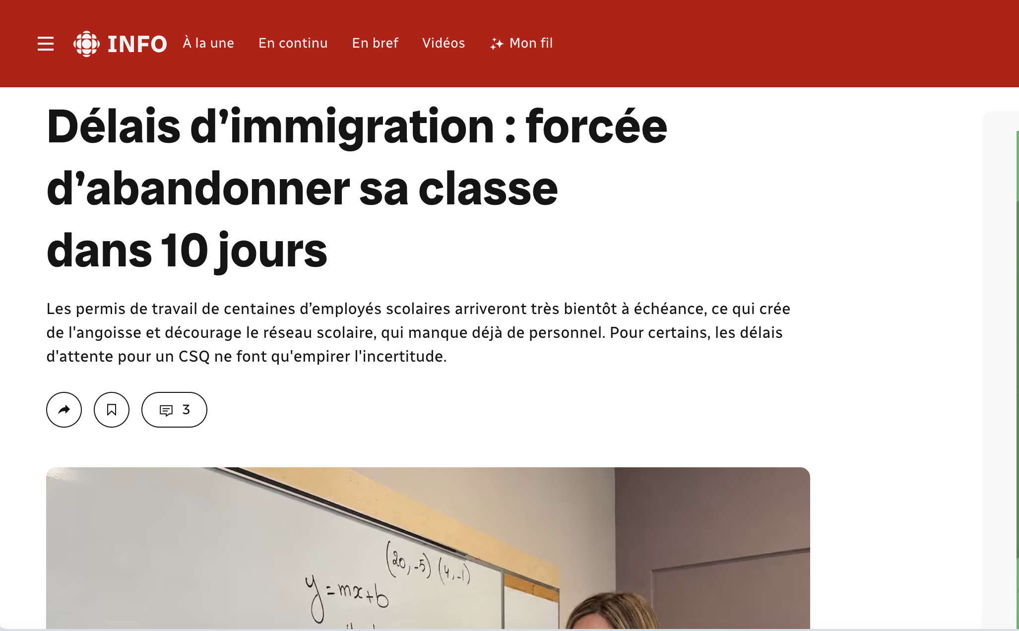 Délais d'immigration : forcée d'abandonner sa classe